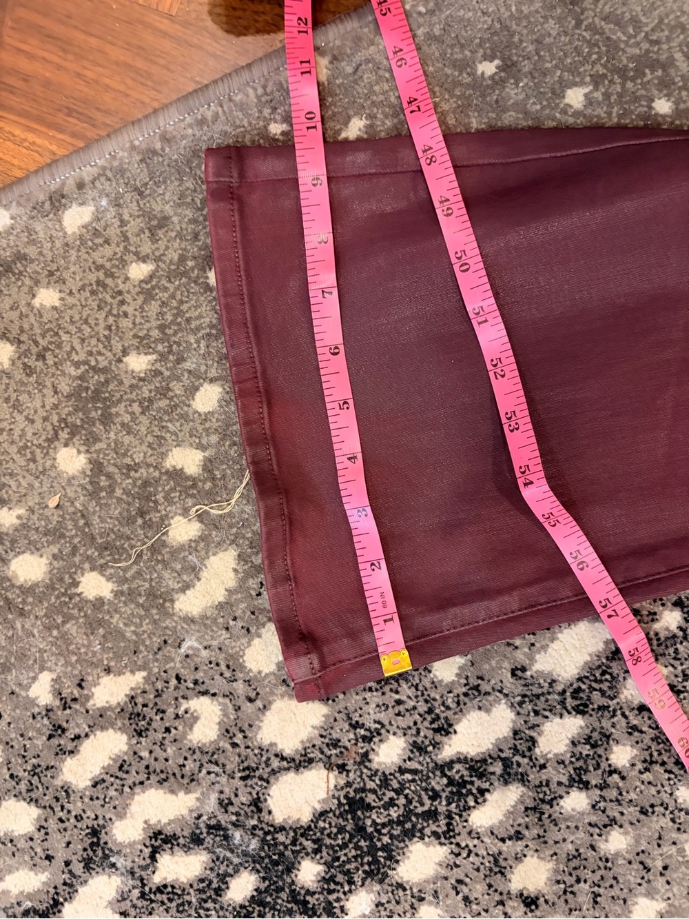 7 For All Mankind Burgundy Faux-Leather Flare Jeans - Picture 11 of 11